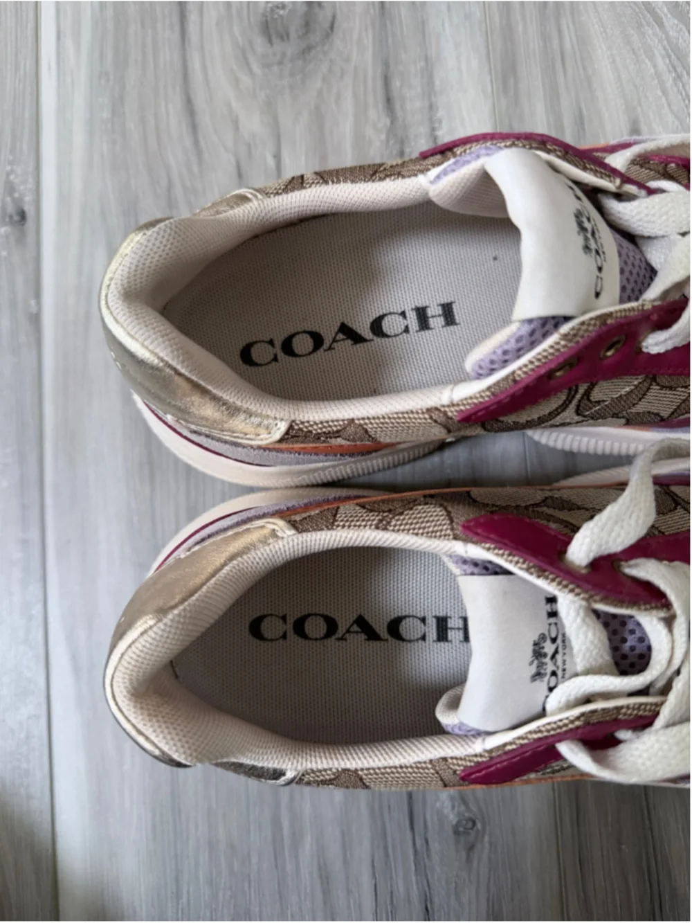 Coach C000 Women’s 7.5 Signature Canvas Suede Multicolor Platform Sneakers
